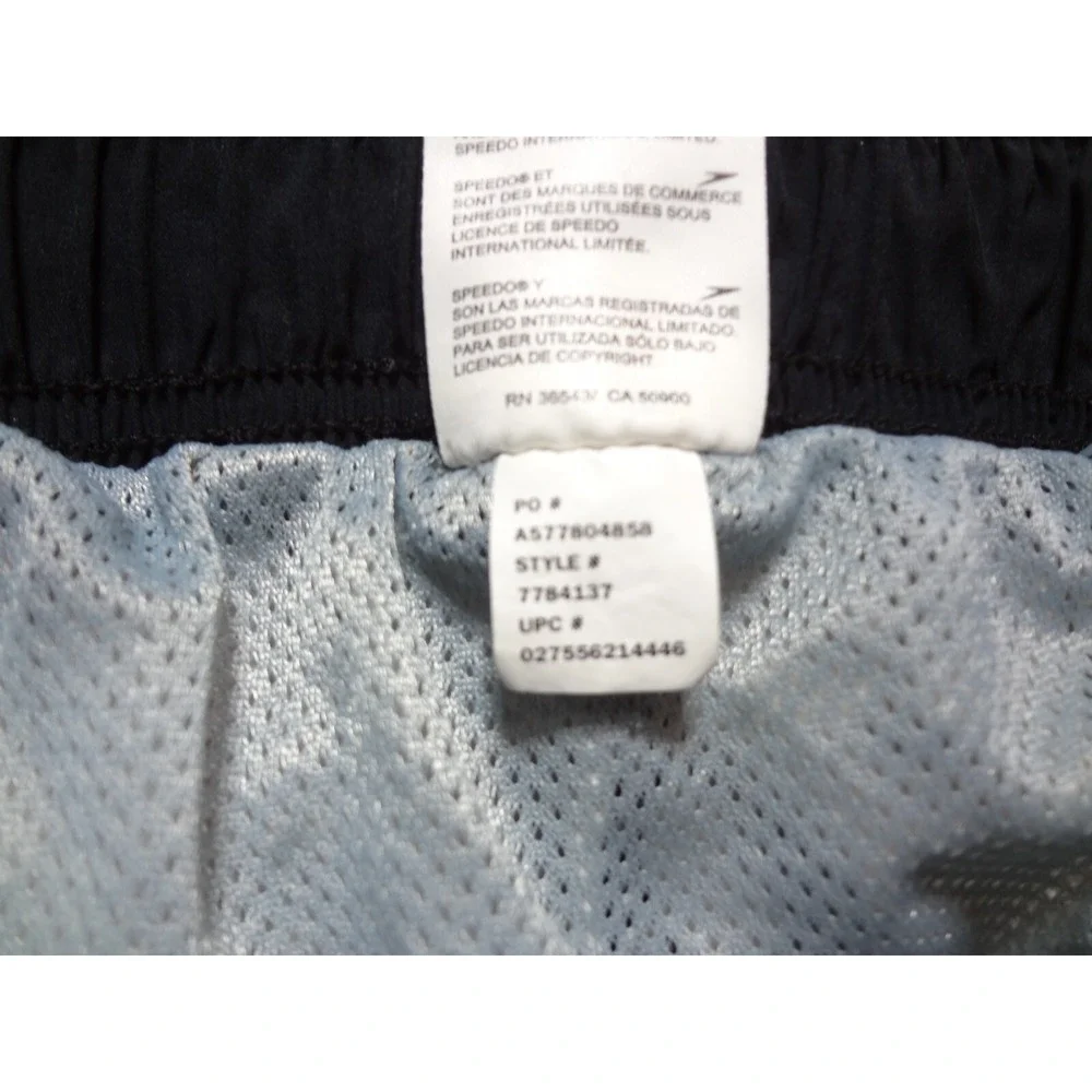 Speedo Swim Trunks Shorts Mens Large Black White Tie‎ Dye Mesh Lining Lace Up